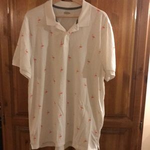 Mens Old Navy Size XL Pink Flamingo Polo Shirt